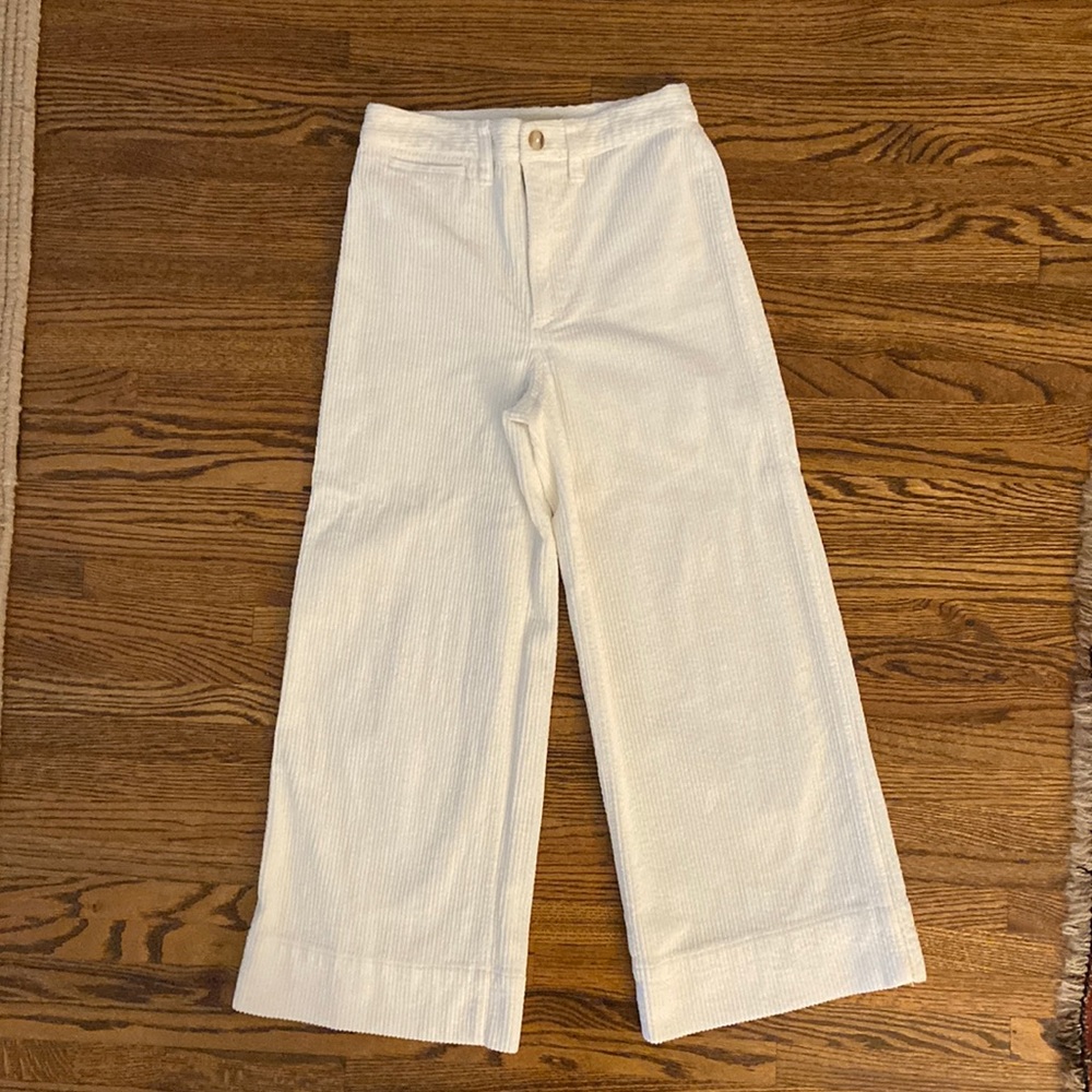 Madewell Emmett wide leg crop pants; off white, corduroy